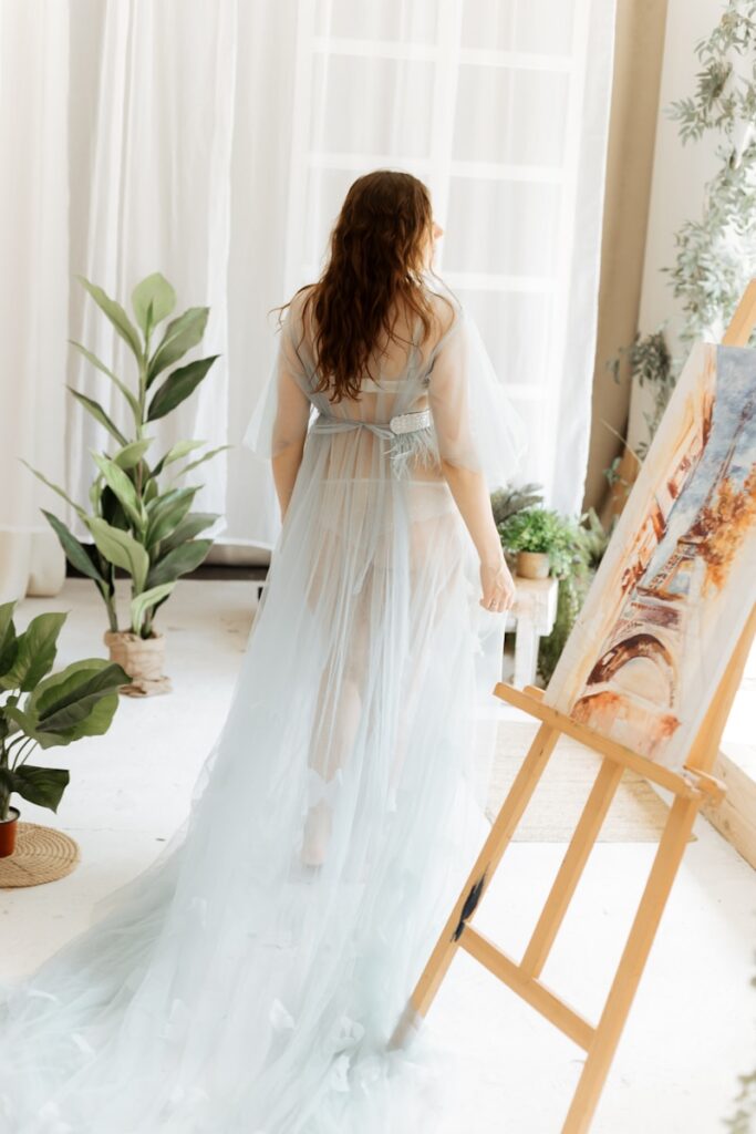 a woman in a wedding dress